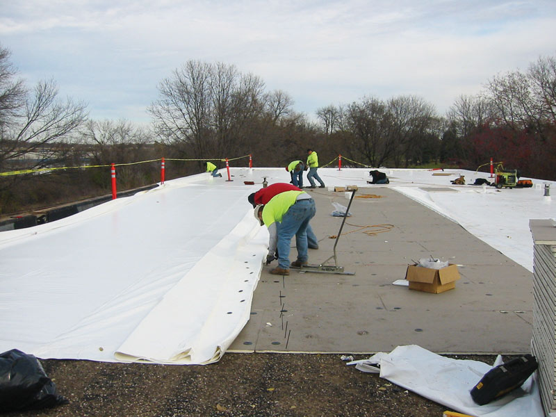 White roof installation