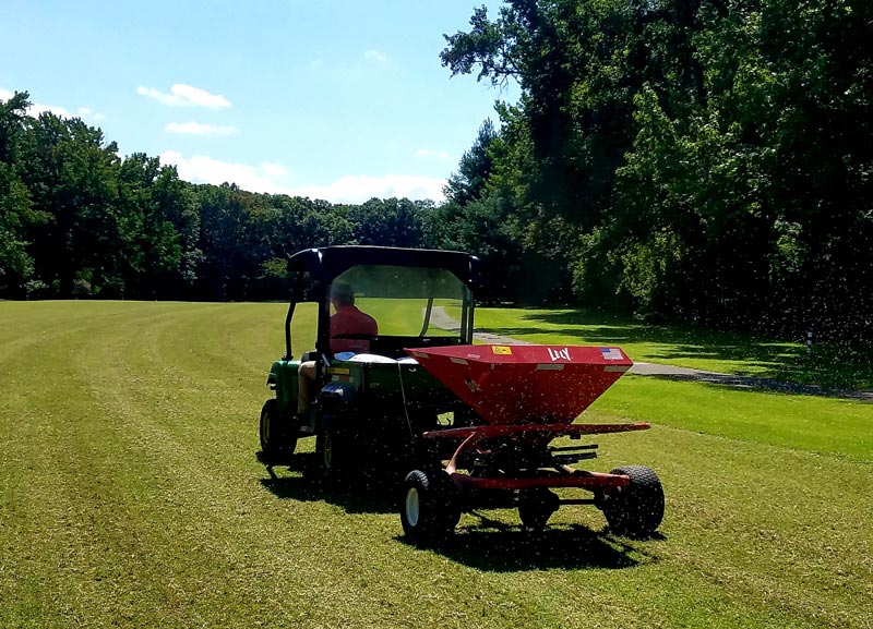 Overseeding golf course fairway