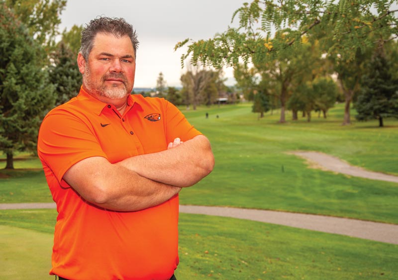 Giving his all: Justin Woodland of The Barn Golf Club Justin Woodland