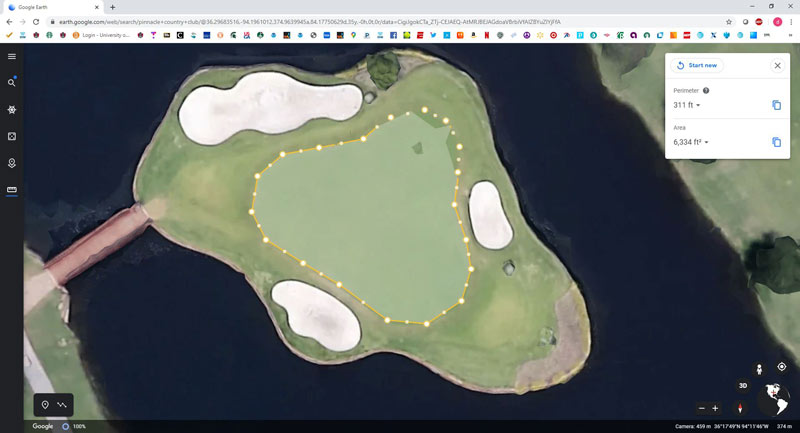 What the Tech? Easy ways to measure turfgrass area Google Earth golf course