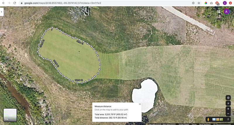 What the Tech? Easy ways to measure turfgrass area Google Maps golf course
